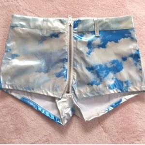 Dolls Kill Cloudy Skies Vegan Leather Moto Shorts